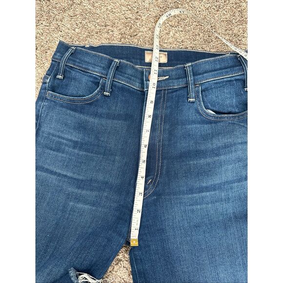 Mother Denim The Hustler Ankle Fray Blue Jean Dark Wash High Rise Home Movies 28 - Picture 7 of 16